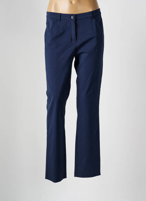 Pantalon droit fermeture zippée sous rabat boutonné bleu FRANK WALDER femme