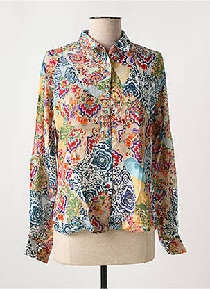 Chemisier imprimé fleurs manches longues beige LA CIBLE ROUGE femme