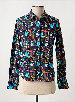 Chemisier coupe cintrée manches longues bleu LA CIBLE ROUGE femme