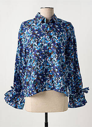 Chemisier imprimé fleurs manches longues bleu LA CIBLE ROUGE femme
