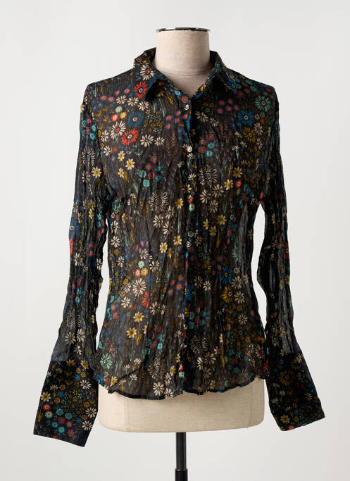 Chemisier imprimé fleurs manches longues noir LA CIBLE ROUGE femme