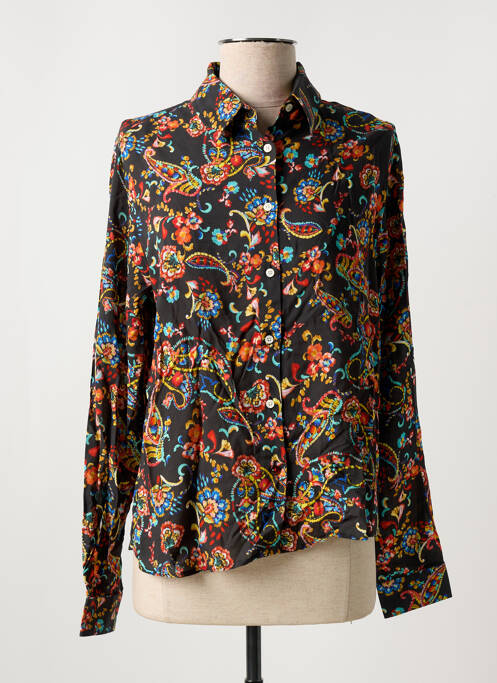 Chemisier imprimé fleurs manches longues noir LA CIBLE ROUGE femme