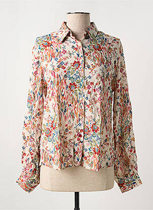 Chemisier imprimé fleurs manches longues beige LA CIBLE ROUGE femme