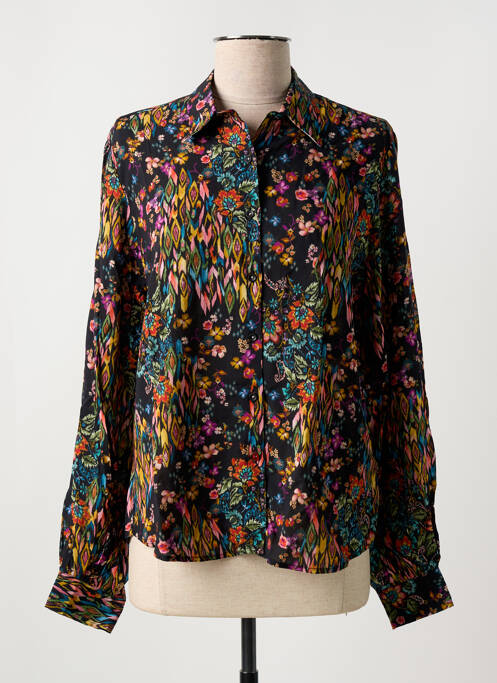 Chemisier imprimé fleurs manches longues noir LA CIBLE ROUGE femme