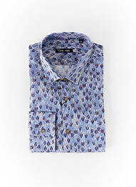 Chemise manches longues imprimé fantaisie bleu LA CIBLE ROUGE homme