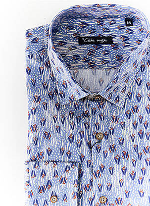 Chemise manches longues imprimé fantaisie bleu LA CIBLE ROUGE homme