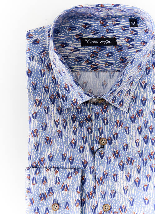 Chemise manches longues bleu LA CIBLE ROUGE pour homme