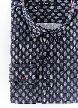 Chemise manches longues imprimé fantaisie bleu LA CIBLE ROUGE homme