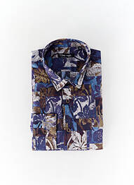 Chemise manches longues imprimé fantaisie bleu LA CIBLE ROUGE homme