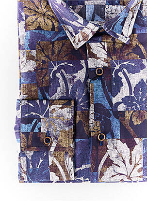 Chemise manches longues imprimé fantaisie bleu LA CIBLE ROUGE homme