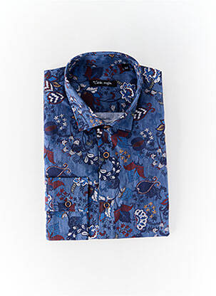 Chemise manches longues tissage popeline bleu LA CIBLE ROUGE homme