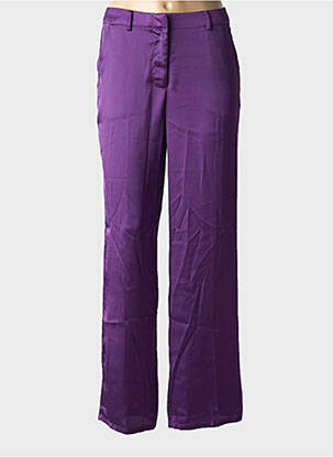 Pantalon droit fermeture zippée sous rabat avec crochet taille normale violet LPB femme