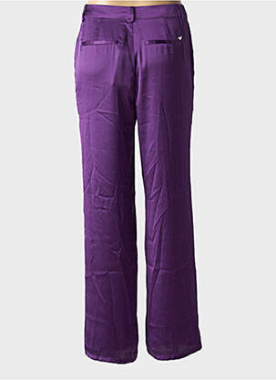 Pantalon droit fermeture zippée sous rabat avec crochet taille normale violet LPB femme