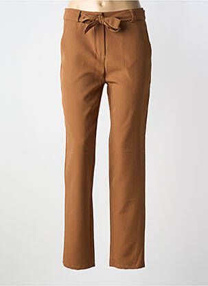 Pantalon slim tissage popeline taille normale marron CAPUCINE MODA femme