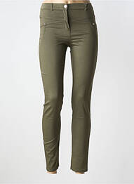 Pantalon slim tissage popeline taille normale vert NINATI femme