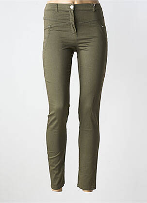 Pantalon slim tissage popeline taille normale vert NINATI femme