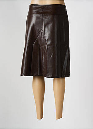 Jupe mi-longue fermeture zip latéral marron PAZ TORRAS femme