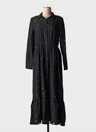 Robe longue manches longues manches longues noir SALSA femme