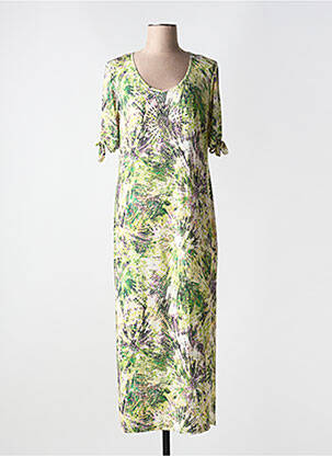 Robe longue imprimé fantaisie manches courtes vert NATHALIE CHAIZE femme