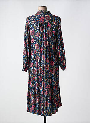 Robe mi-longue imprimé fleurs manches longues bleu JENSEN femme