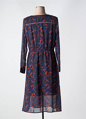 Robe mi-longue coupe fluide manches longues bleu CHATTAWAK femme