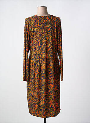 Robe mi-longue imprimé fantaisie manches longues orange CISO femme