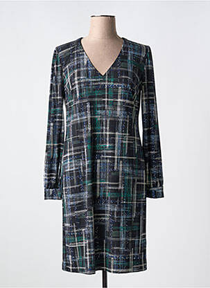 Robe mi-longue imprimé fantaisie manches longues noir NATHALIE CHAIZE femme