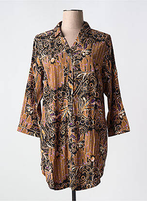 Tunique manches longues col chemisier marron CISO femme