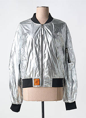 Blouson col v argent BOMBERS femme