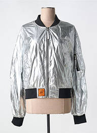 Blouson col v argent BOMBERS femme