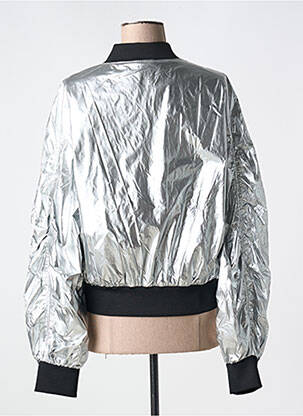 Blouson col v argent BOMBERS femme