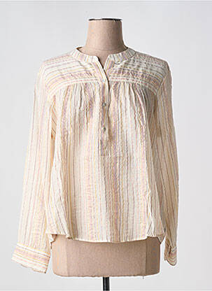 Blouse poignets boutonnés avec fente manches longues beige EVA KAYAN femme