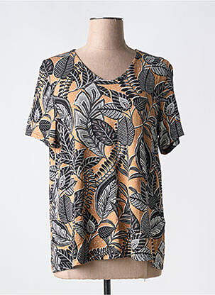 T-shirt col v manches courtes marron CISO femme