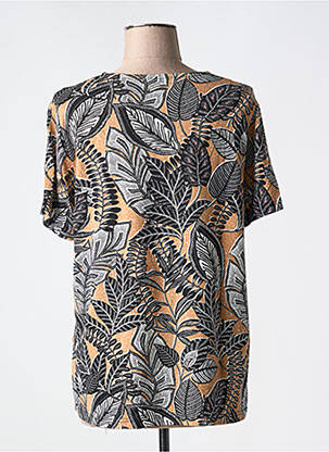 T-shirt col v manches courtes marron CISO femme