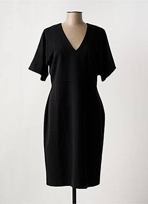 Robe mi-longue fermeture zippée au dos manches courtes noir NATHALIE CHAIZE femme