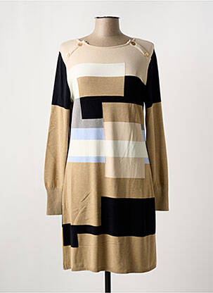 Robe mi-longue imprimé fantaisie manches longues marron ALDO MARTIN'S femme