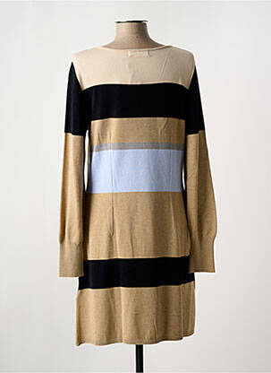 Robe mi-longue imprimé fantaisie manches longues marron ALDO MARTIN'S femme