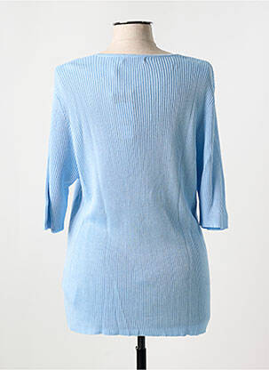 Pull coupe droite manches courtes bleu SIGNATURE femme