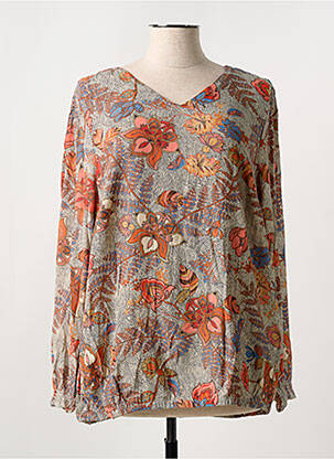 Blouse imprimé fleurs manches longues orange CISO femme