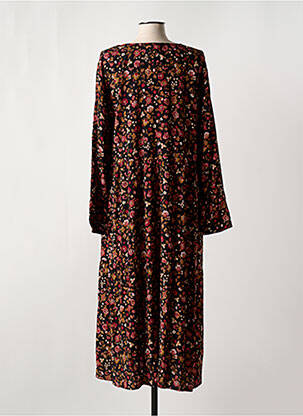 Robe mi-longue imprimé fleurs manches longues noir CISO femme