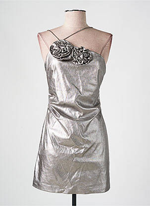 Robe courte fermeture zippée au dos fines bretelles argent MANGO femme