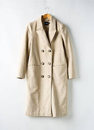 Manteau long coupe cintrée sans capuche beige BOOHOO femme