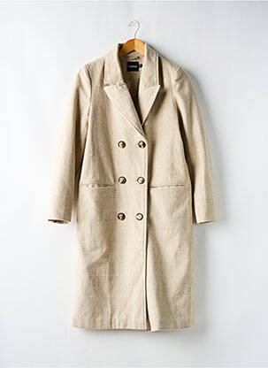 Manteau long coupe cintrée sans capuche beige BOOHOO femme