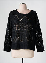 Pull col rond manches longues noir SEE U SOON femme