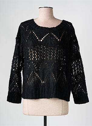 Pull col rond manches longues noir SEE U SOON femme