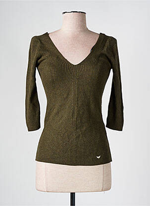 Pull coupe cintrée manches longues vert LPB femme