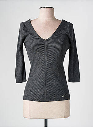 Pull coupe cintrée manches longues gris LPB femme