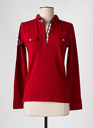 Polo coupe droite manches longues rouge BLACK WELLIS femme