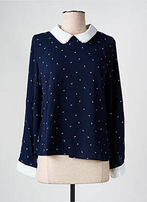 Blouse imprimé fantaisie manches longues bleu NOEMIE & CO femme