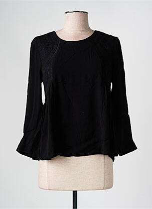 Blouse col rond manches longues noir SEE U SOON femme